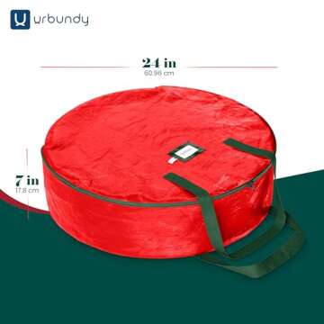 Heavy Duty Wreath Storage Bag 24 Inch, 1-Pack - Christmas Wreath Storage Container Red - Waterproof Plastic Material Wreath Holder Storage - Holds 24 Inch Wreaths For Year Round Christmas Storage