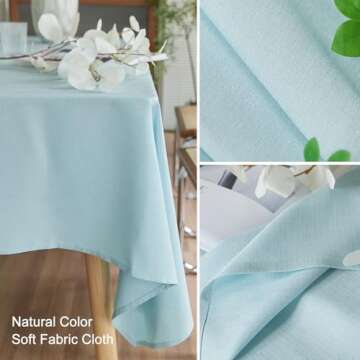 AUSSPVOCT Textured 50 Inch Round Tablecloth Up to 35'' Dia Tables Waterproof Spill-Proof Wipeable Table Cloth Wrinkle Free Circle Dining Table Cover for Birthday Farmhouse Outdoor Party Tablecloths