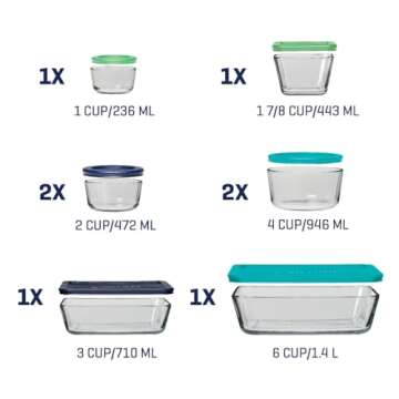 Anchor Hocking Glass Storage Containers Set of 16