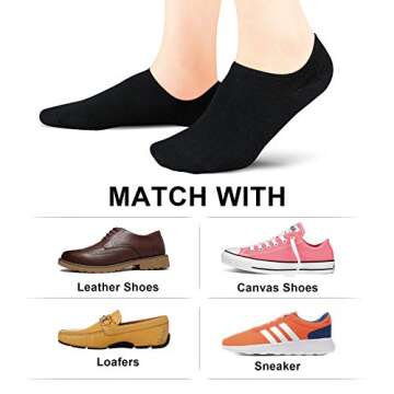 wernies No Show Socks, Women Short Black Low Thin Non Slip Invisible Loafer Ankle Low Cut Socks