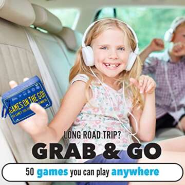 Games on the Go by Continuum Games - Portable Roadtrip Family Games to Challenge and Entertain for 2+ players , Blue