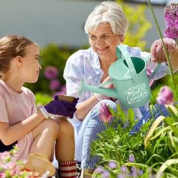 Hexagram Gifts for Grandma, Christmas Grandma Gifts, Gifts for Grandma Christmas, Best Grandma Gifts from Grandkids, Gifts Ideas for Grandma - Mint Metal Watering Can Garden Gifts for Grandma