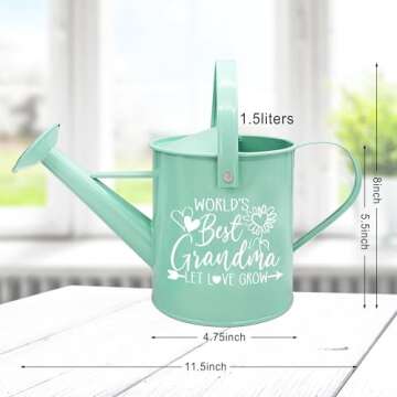 Hexagram Gifts for Grandma, Christmas Grandma Gifts, Gifts for Grandma Christmas, Best Grandma Gifts from Grandkids, Gifts Ideas for Grandma - Mint Metal Watering Can Garden Gifts for Grandma