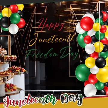 Deekin 130 Pcs Black History Month Balloons Party Decoration Juneteenth Day Garland Arch Patriotic Latex Balloons for Wedding Baby Shower Birthday Party Supply(Yellow, Black, Dark Green, Red, White)