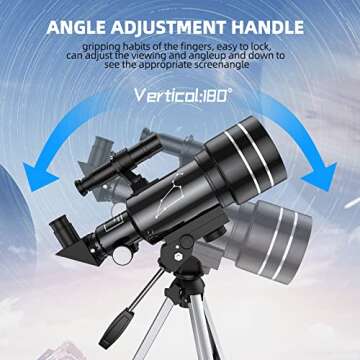 Telescope for Adults Beginners, 70mm Aperture Refractor Telescopes for Astronomy Beginners, Portable Travel Telescope with Phone Adapter & Remote, Astronomy Gifts for Kids