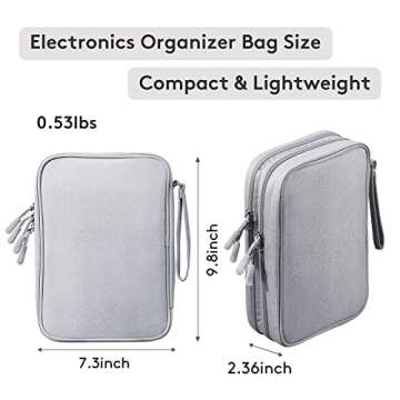 DDgro Cable Organizer Bag, Large Charger Cord Travel Case for Electronics & Tech Accessories (Large, Light Grey)