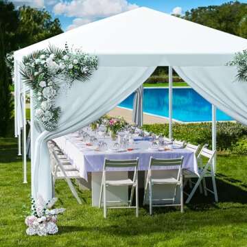 F2C Outdoor Gazebo White Canopy with sidewalls Party Wedding Tent Cater Events Pavilion Beach BBQ Event