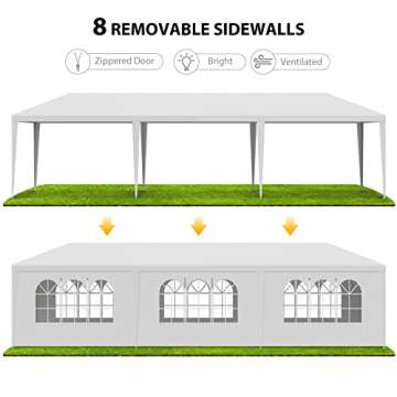 F2C Outdoor Gazebo White Canopy with sidewalls Party Wedding Tent Cater Events Pavilion Beach BBQ Event