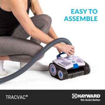 Hayward TracVac Lightweight Automatic Suction Vacuum Cleaner with Hose and Valve for In Ground Swimming Pool Maintenance, White