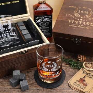 Pagather 30th Birthday Gifts for Men - Vintage 1994 Whiskey Glass Set