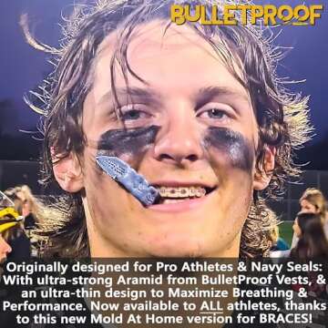 Bulletproof: World’s Thinnest Braces Mouthguard is 3X Stronger! Braces Mouth Guard for Sports & Sleeping: Football Boxing Hockey Rugby Basketball Wrestling Lacrosse MMA. Adult Youth Kids Mouthpiece.