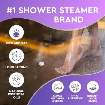 Cleverfy Shower Steamers Aromatherapy - Compact Variety Pack of 6 Shower Bombs with Essential Oils. Self Care Birthday Gifts for Women and Valentines Day Gifts for Her and Him. Purple Set