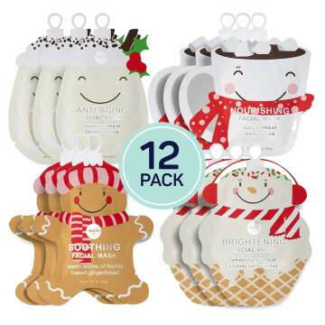 SpaLife Holiday Treats Facial Masks 12-Pack - Festive and Nourishing Skincare