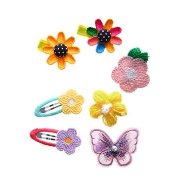 56PCS Toddler Hair Accessories Set: Colorful Rainbow Barrettes, Pins, Candy Fruits, Butterflies for Kids' Stylish Hairstyles