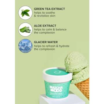 I DEW CARE Wash-Off Mask - Matcha Mood | Korean Facial Soothing Green Tea Skincare for Dry and Sensitized Skin, Korean Face Mask Skin Care for Face, 3.38 Oz