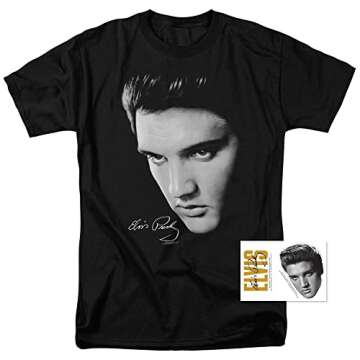 Popfunk Elvis Presley Signature Heartthrob Music T Shirt & Stickers (XXX-Large) Black