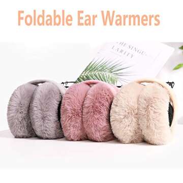 LCXSHYE Winter Ear muffs Faux Fur Warm Earmuffs Cute Foldable Outdoor Ear Warmers For Women Girls (Beige)