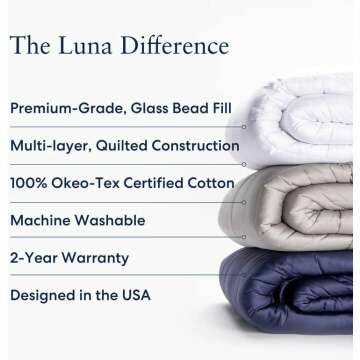 Luna [Cotton Cooling Weighted Blankets] Premium Quality - Breathable All Seasons Weighted Blankets - [Featured on The Today Show] - 100% Oeko-Tex [15lbs - Queen - 60" x 80"] [Blush]