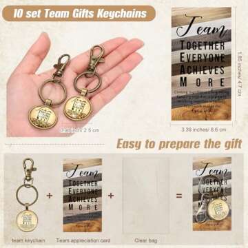 Landical 10 Sets Team Keychains with Motivational Cards - Perfect Employee Appreciation Gifts!