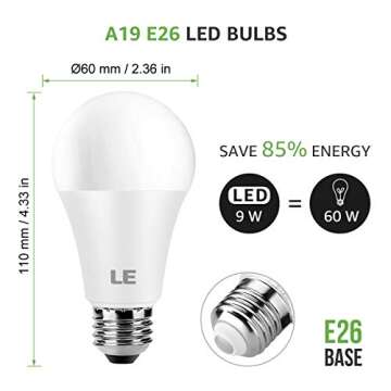 LE 9W Color Changing Light Bulbs with Remote, Dimmable LED Light Bulb, 60W Equivalent 806 Lumens Warm White, RGB Decorative Lighting for Home Bar Party Bedroom, A19 E26 Screw Base