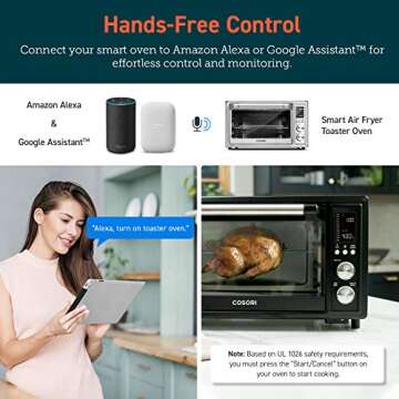 COSORI Air Fryer Toaster Oven Combo 13-in-1, 32Qt APP & Voice Control Convection Oven Countertop, Bake, Broil, Roast, Dehydrate, Sous Vide, 134 Recipes & 4 Accessories, Black, Stainless Steel