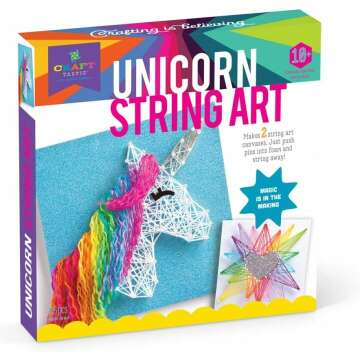 Craft-tastic – String Art Kit – Craft Kit Makes 2 Large String Art Canvases – Unicorn Edition