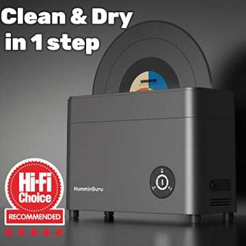 HumminGuru Ultrasonic Vinyl Record Cleaner- 40kHz Ultrasonic Vinyl Record Cleaning Machine with Auto Drying, Vinyl Record Cleaner Kit with Filters, 1Y Warranty