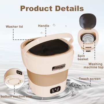 Portable Washing Machine, 18L Foldable Mini Washer and Spin Dryer, 2 in 1 Small Washing Machine Deep Cleaning for Baby Clothes, Underwear, Socks, Apartment,Travel(Brown)