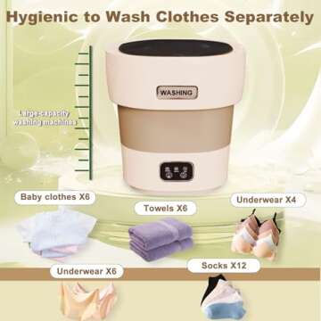 Portable Washing Machine, 18L Foldable Mini Washer and Spin Dryer, 2 in 1 Small Washing Machine Deep Cleaning for Baby Clothes, Underwear, Socks, Apartment,Travel(Brown)