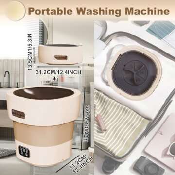 Portable Washing Machine, 18L Foldable Mini Washer and Spin Dryer, 2 in 1 Small Washing Machine Deep Cleaning for Baby Clothes, Underwear, Socks, Apartment,Travel(Brown)