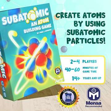 Subatomic: an Atom Building Game (2nd Edition) | A Chemistry Game About Elements, Protons, Neutrons, and Electrons | Educational Science Board Games for Teens, Adults, Classrooms, Schools, and Family