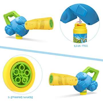 Duckura Bubble Leaf Blower, Bubble Gun for Toddlers 1-3, Kids Bubble Blower Machine with 12oz Bubble Solution, Summer Outdoor Backyard Toy, Birthday Valentine Day Gifts Toys for Age 2 3 4 5+ Boy Girl