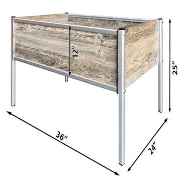 Foreman Raised Garden Bed on Legs – Weather-Resistant Raised Garden Bed (36" x 24" x 25") with Drainage, Ideal Raised Garden Bed for Vegetables & Flowers – 300 lb Capacity, Amaretto Wood Grain