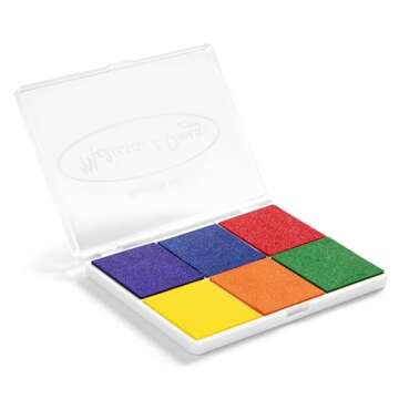 Melissa & Doug Rainbow Stamp Pad For Rubber Stamps, Arts And Crafts Supplies For Kids Ages 4+, 6 Washable Inks