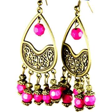 Indian Bollywood Earrings Black Gold Tone Earrings Bollywood HIPPIE Style Unique Dangle Earrings for women Gift Jewelry 3653