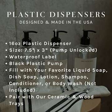 Sweet Water Decor Amber Plastic Refillable Soap Dispensers | Farmhouse Bathroom Bottles | 16 oz Refill Apothecary Bottle (Shampoo)