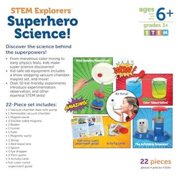 Learning Resources STEM Explorers Superhero Science!, 21 Pieces, Ages 6+, Science Kit, STEM Toys, Science for Kids