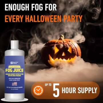 Essential Values Fog Machine Liquid - Fluid for Smoke Machine Fog - Long-Lasting Fog Juice - Medium Density Smoke for Water-Based Foggers - For 400-1500 Watt Machines