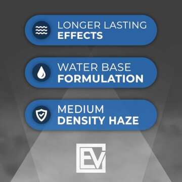 Essential Values Fog Machine Liquid - Fluid for Smoke Machine Fog - Long-Lasting Fog Juice - Medium Density Smoke for Water-Based Foggers - For 400-1500 Watt Machines