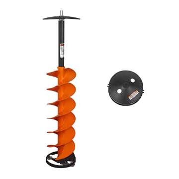 Nordic Legend Hardware Lite E-Drill - Cordless Nylon Ice Drill Auger with Centering Point Blade, 8" Ice Auger Bit with Drill Adapter & Top Plate for Ice Fishing