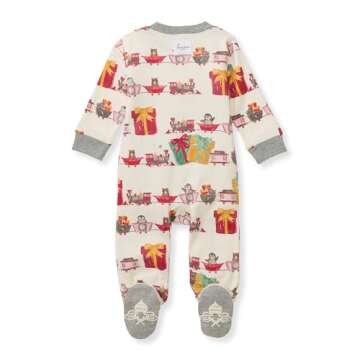 Burt's Bees Baby Baby Boys Pajamas, Sleep and Play Loose Fit, 100% Organic Cotton, Soft One-piece PJs, Diagonal Zip Up Jumpsuit Newborn Essentials with Interior Zipper Guard in sizes NB to 6-9 Months