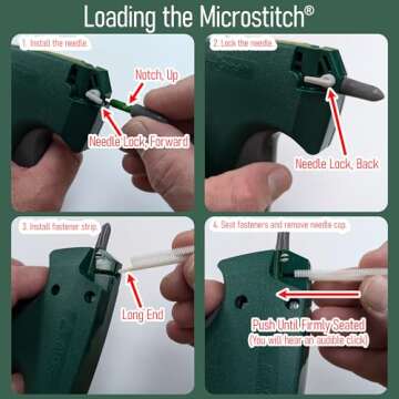 The Original MicroStitch® Micro-Fastener Kit: Your Ultimate Handheld Stitch Gun for Quick Clothing Fixes, Tagging, Sewing, and Quilting – Includes Tool, Needle, and 1080 Micro-Fasteners