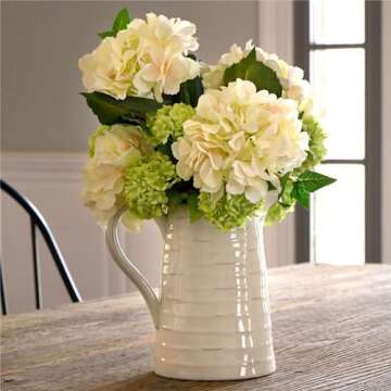 GREENTIME 13” Artificial Hydrangea Flowers Faux Hydrangea Bouquet with 7 Head 3.15” Tiny Hydrangea for Wedding Bouquet Party Home Decor DIY Baby Shower Centerpieces Tables Decoration(Green)