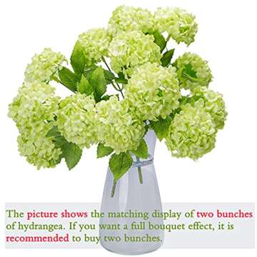 GREENTIME 13” Artificial Hydrangea Flowers Faux Hydrangea Bouquet with 7 Head 3.15” Tiny Hydrangea for Wedding Bouquet Party Home Decor DIY Baby Shower Centerpieces Tables Decoration(Green)