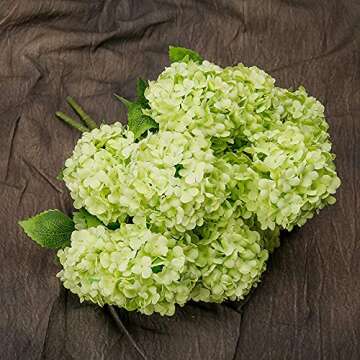 GREENTIME 13” Artificial Hydrangea Flowers Faux Hydrangea Bouquet with 7 Head 3.15” Tiny Hydrangea for Wedding Bouquet Party Home Decor DIY Baby Shower Centerpieces Tables Decoration(Green)