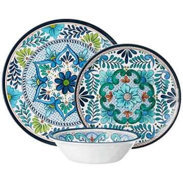 Certified International Talavera Melamine 12 Piece Dinnerware Set, Service for 4, Multicolored