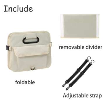 AOKJOY Car Trunk Organizer Car Storage Organizer Collapsible Multi Compartment Car Organizer Adjustable Straps Car Organizer for SUV(Beige)