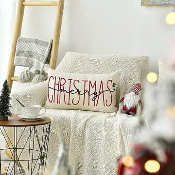 Merry Christmas Throw Pillow Cover for Holiday Decor