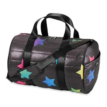 Top Trenz Duffel Bag - Multi Glitter Star Puffer: Sparkling 17" x 11" x 11" Carry-On for Women, Teens, and Kids – The Go-To Bag for Stylish Adventures