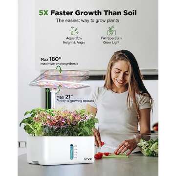 Hydroponics Growing System Indoor Garden: 8 Pods Herb Garden Kit Indoor with LED Grow Light Quiet Smart Water Pump Automatic Timer Healthy Fresh Herbs Vegetables - Hydroponic Planter for Home Kitchen